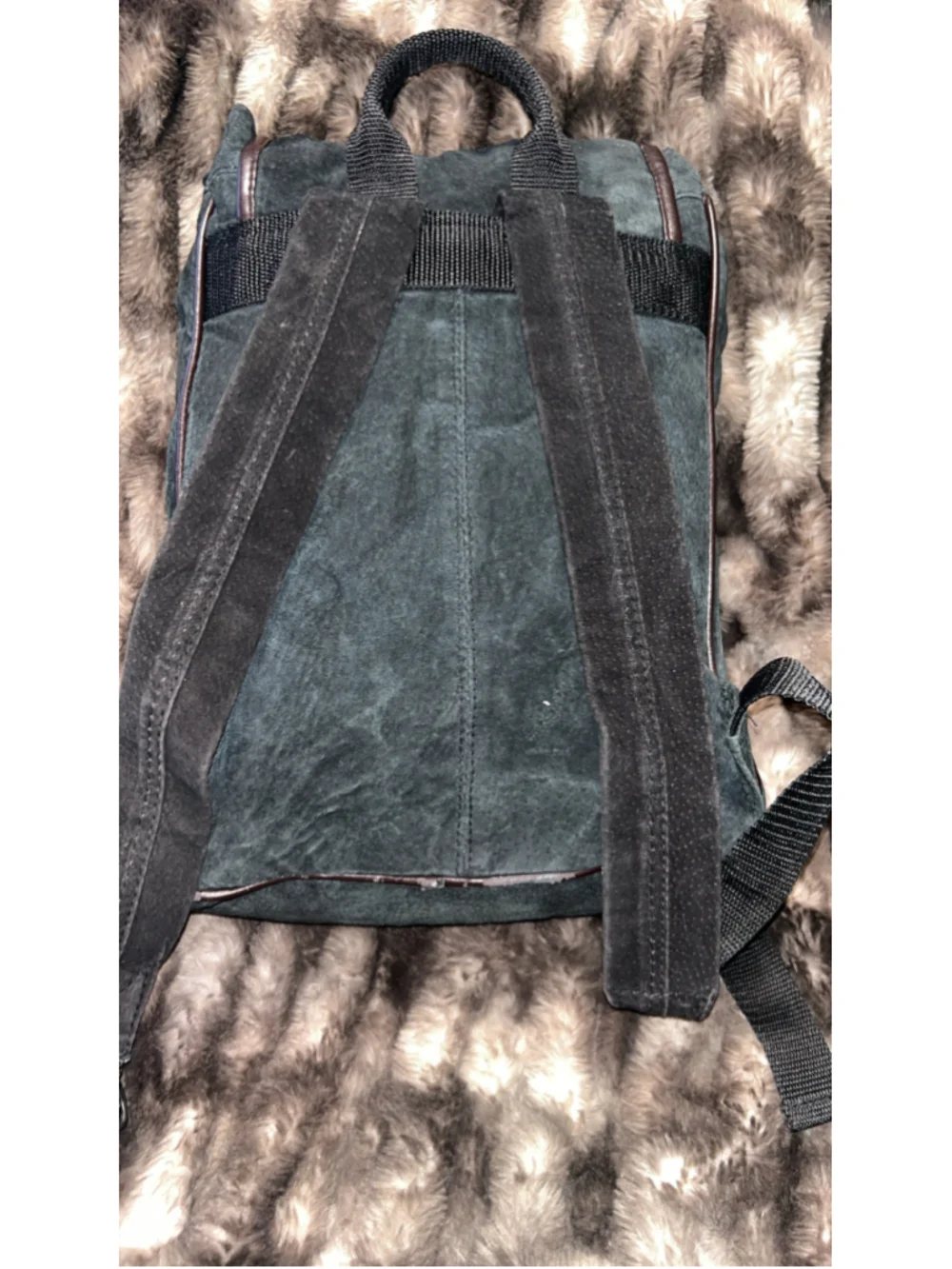 Women's Unbranded Suede Backpack One Size Black and Brown